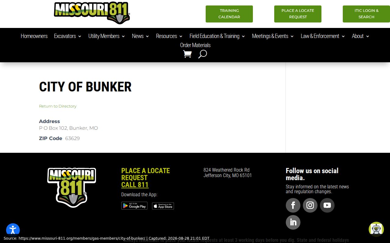 Bunker court docket city mailing reference