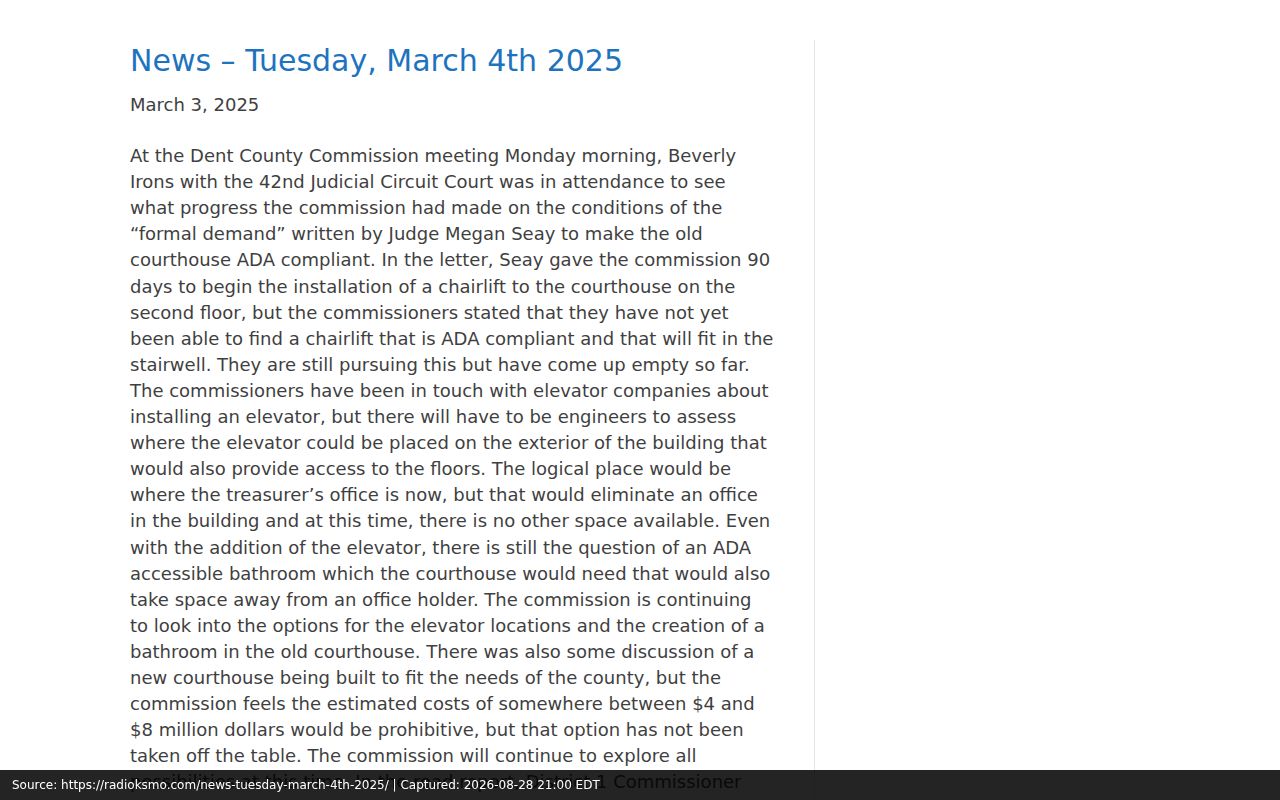 Dent court calendar accessibility update from March 2025